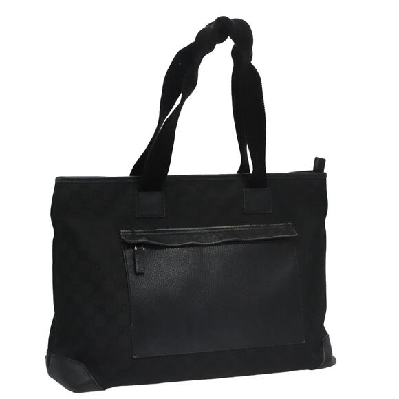 GUCCI GG Canvas Tote Bag Outlet Black Silver - Picture 1 of 16